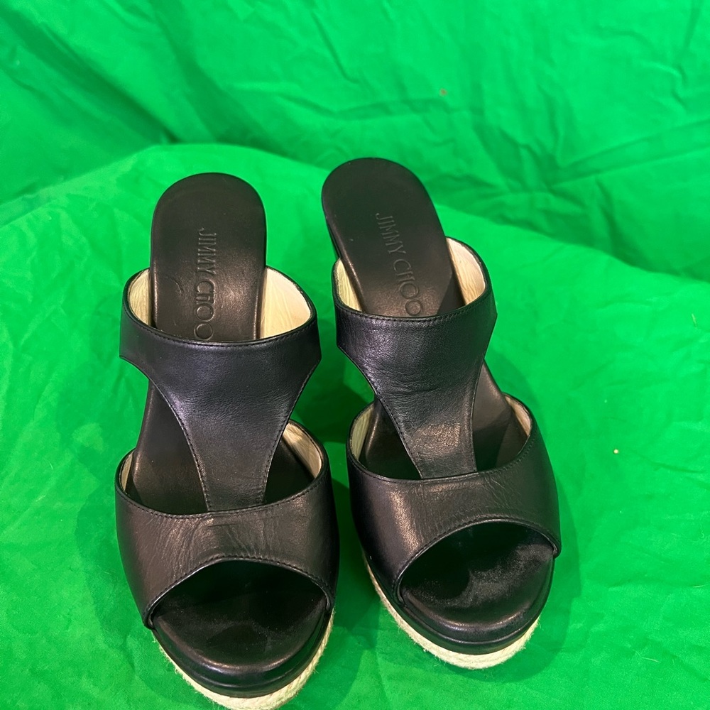 Jimmy Choo Black Leather Mules